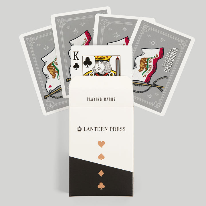 Playing Cards, Long Beach, California, Waving State Flag, State Series, 52 Card Deck with Jokers in Box, Unique Art