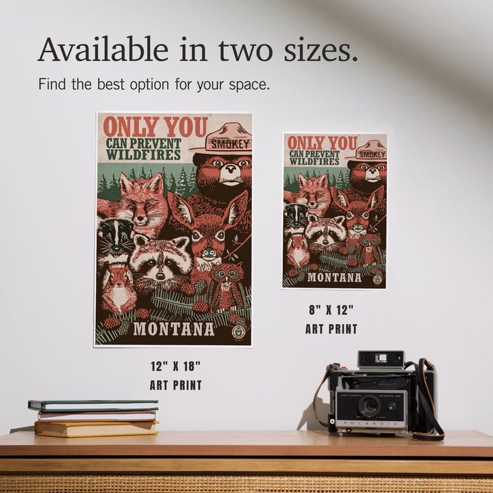 Montana, Smokey Bear and Woodland Creatures, Officially Licensed, Art & Giclee Prints