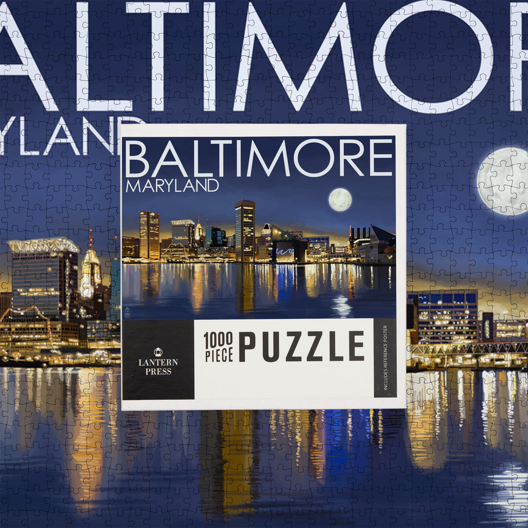 Baltimore, Maryland, Skyline at Night, Jigsaw Puzzle