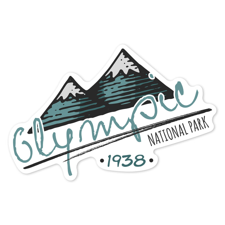 Olympic National Park, Washington, Mountains, Contour, Lantern Press Artwork, Vinyl Sticker