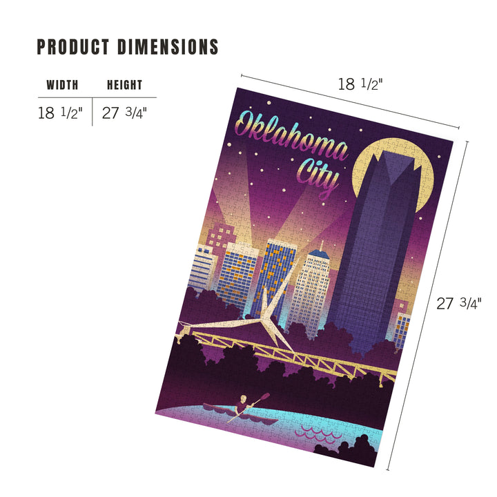 Oklahoma City, Oklahoma, Retro Skyline Chromatic Series, 1000 Piece Jigsaw Puzzle