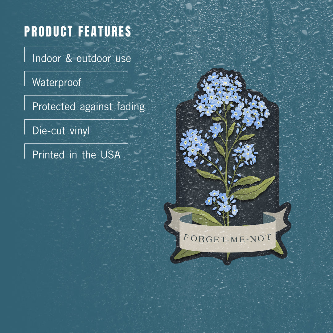 Vintage Flora Noir, Forget-Me-Not, Vinyl Sticker
