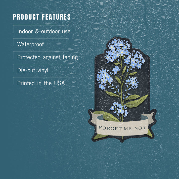 Vintage Flora Noir, Forget-Me-Not, Vinyl Sticker