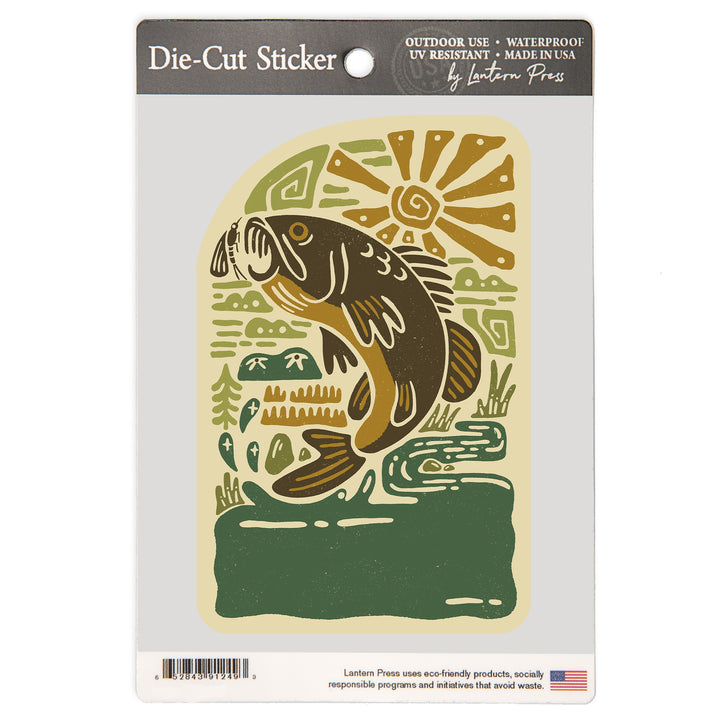 Boho Colorblock, Bass Fishing, Vinyl Sticker