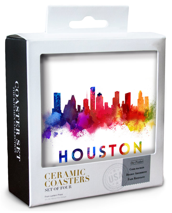 Houston, Texas, Skyline Abstract, Coaster Set