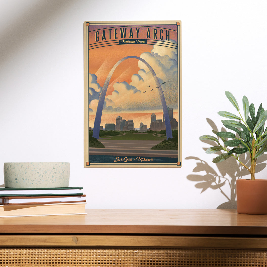 Gateway Arch National Park, Missouri, Lithograph, Wood Sign and Postcards