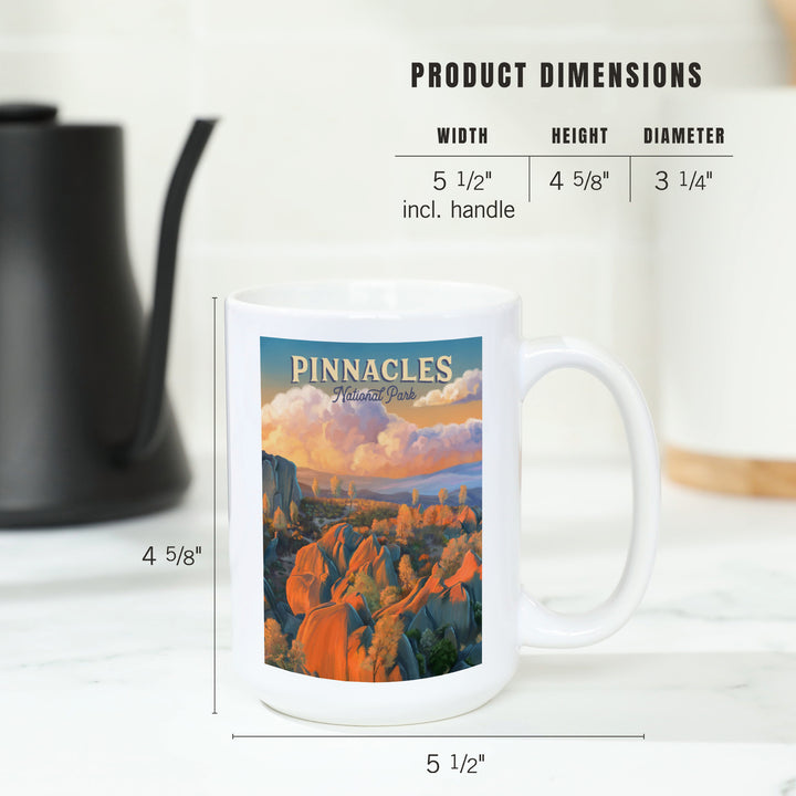 Pinnacles National Park, California, Oil Painting, Lantern Press Artwork, Ceramic Mug