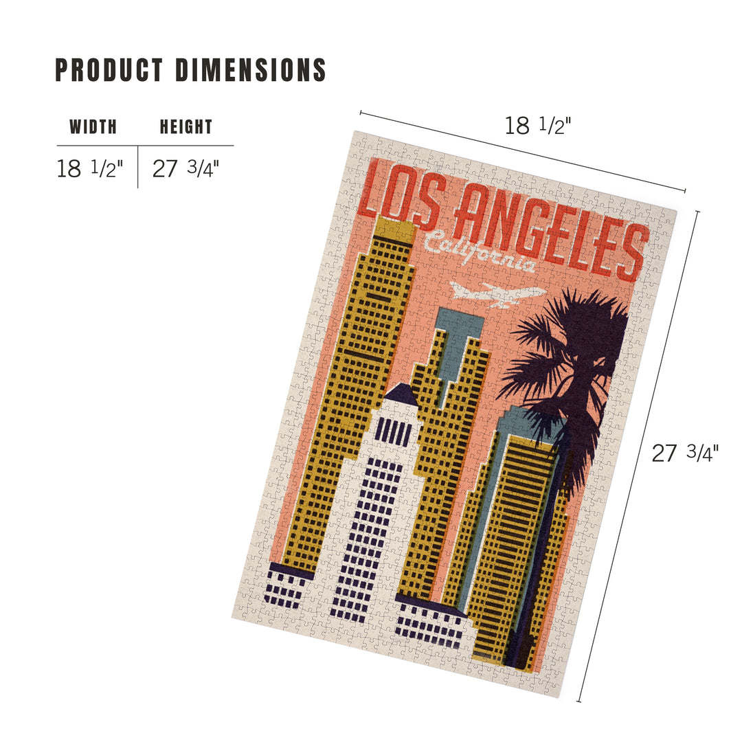 Los Angeles, California, Woodblock City Series, Skyline, 1000 Piece Jigsaw Puzzle