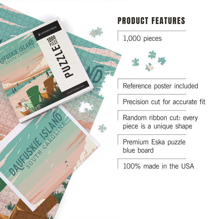 Daufuskie Island, South Carolina, Painterly, Bottle this Moment, Beach Chairs, 1000 Piece Jigsaw Puzzle