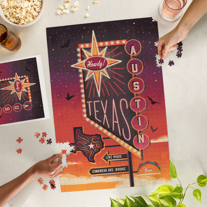 Austin, Texas, Neon Road Sign, City Series, 1000 Piece Jigsaw Puzzle