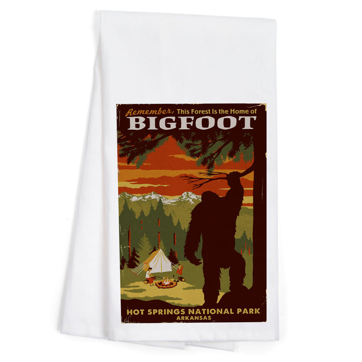 Hot Springs National Park, Arkansas, Home of Bigfoot, Mountains, Organic Cotton Kitchen Tea Towels
