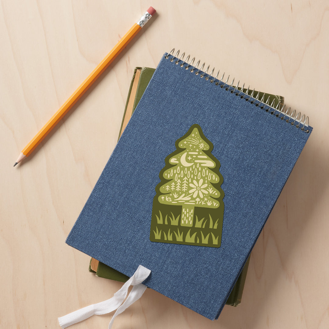 Boho Colorblock, Evergreen, Vinyl Sticker