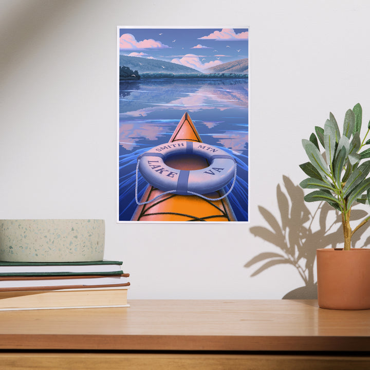 Smith Mountain Lake, Virginia, Lithograph, Kayak on Smith Mountain Lake, Art & Giclee Prints