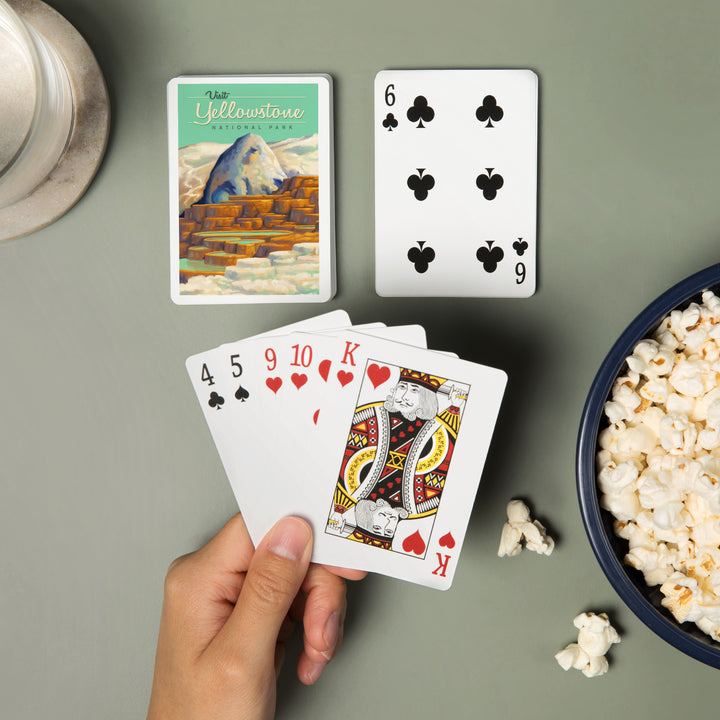 Playing Cards, Yellowstone National Park, Oil Painting, Mammoth Geyser, 52 Card Deck with Jokers in Box, Unique Art
