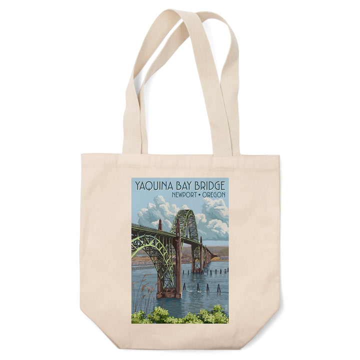 Newport, Oregon, Yaquina Bay Bridge, Lantern Press Artwork, Tote Bag