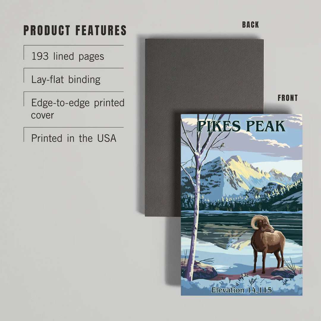 Lined 6x9 Journal, Pikes Peak National Park, Colorado, Winter at Pikes Peak, Painterly, Lay Flat, 193 Pages, FSC paper