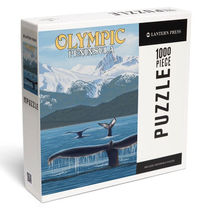 Olympic Peninsula, Washington, Painterly, Humpback Whale Family, Jigsaw Puzzle