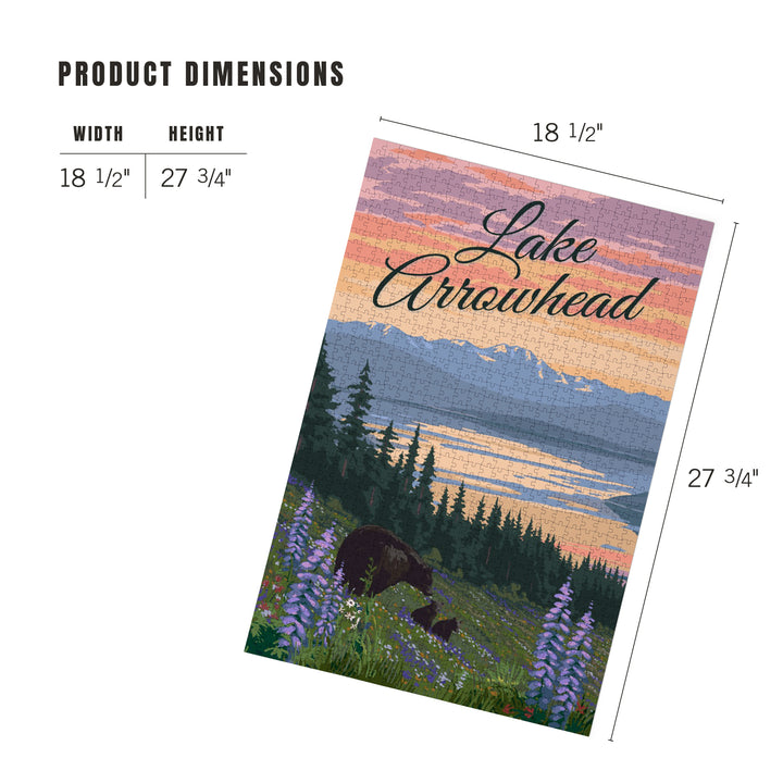 Lake Arrowhead, California, Black Bear and Cubs with Flowers, 1000 Piece Jigsaw Puzzle