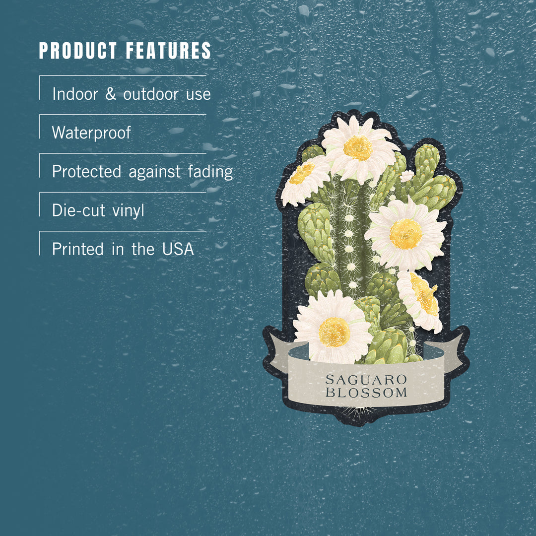 Vintage Flora Noir, Saguaro Blossom, Vinyl Sticker