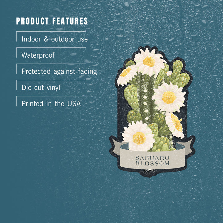 Vintage Flora Noir, Saguaro Blossom, Vinyl Sticker