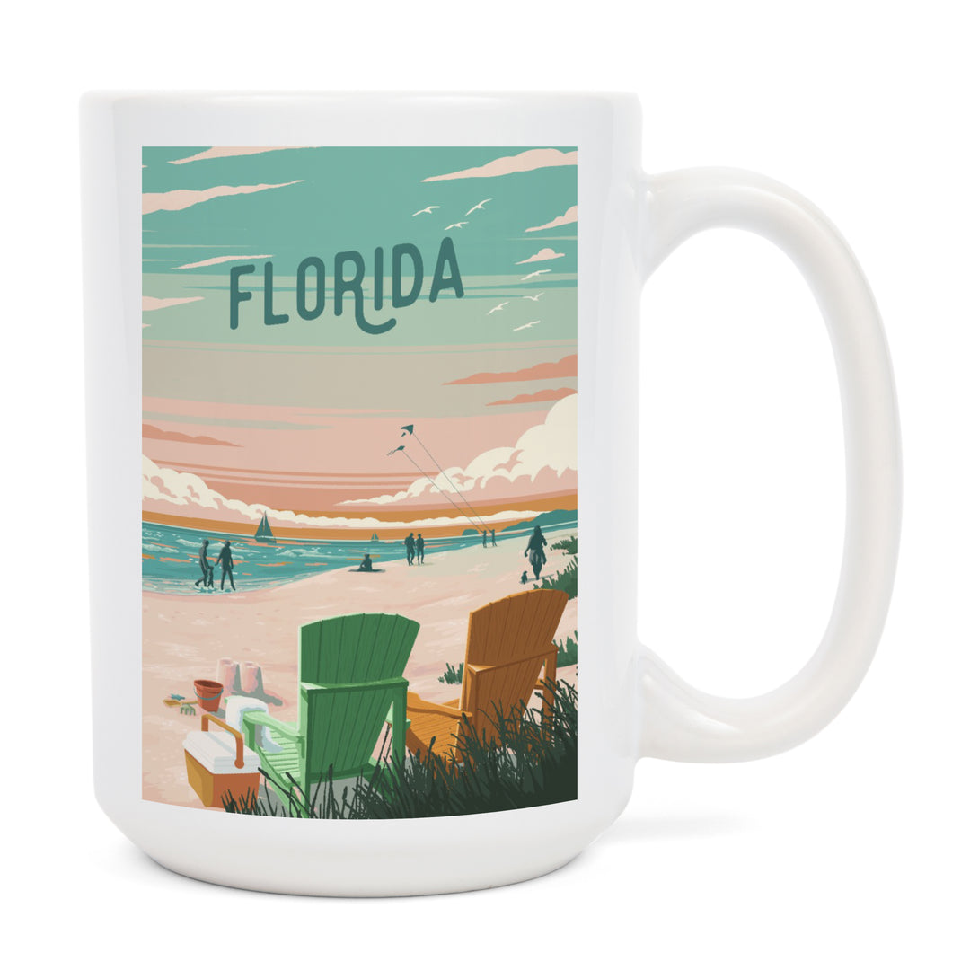 Florida, Bottle This Moment, Beach Chairs, Ceramic Mug