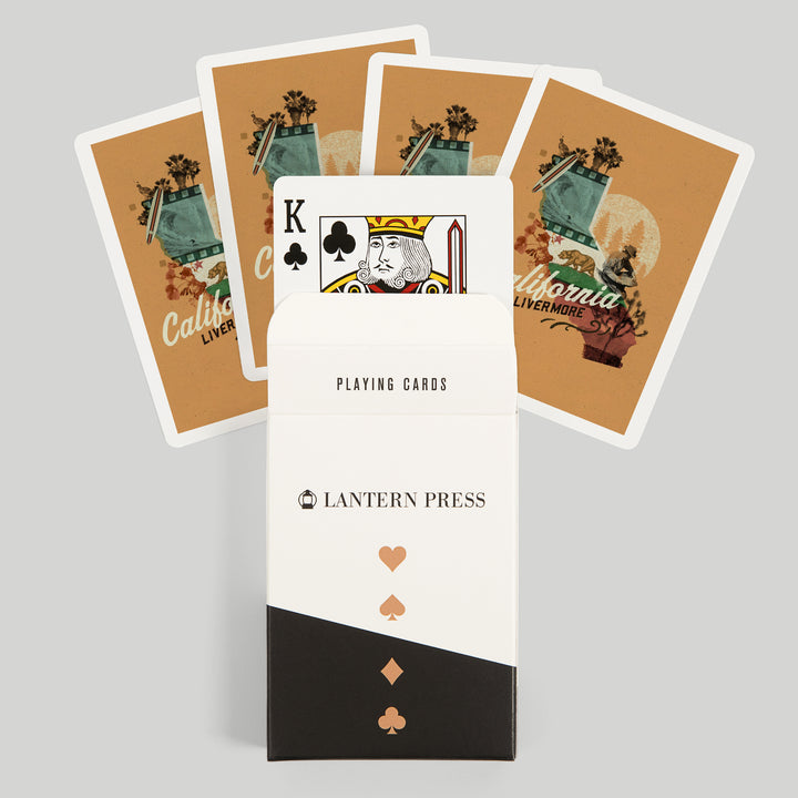 Playing Cards, Livermore, California, State Photomontage, State Series, 52 Card Deck with Jokers in Box, Unique Art