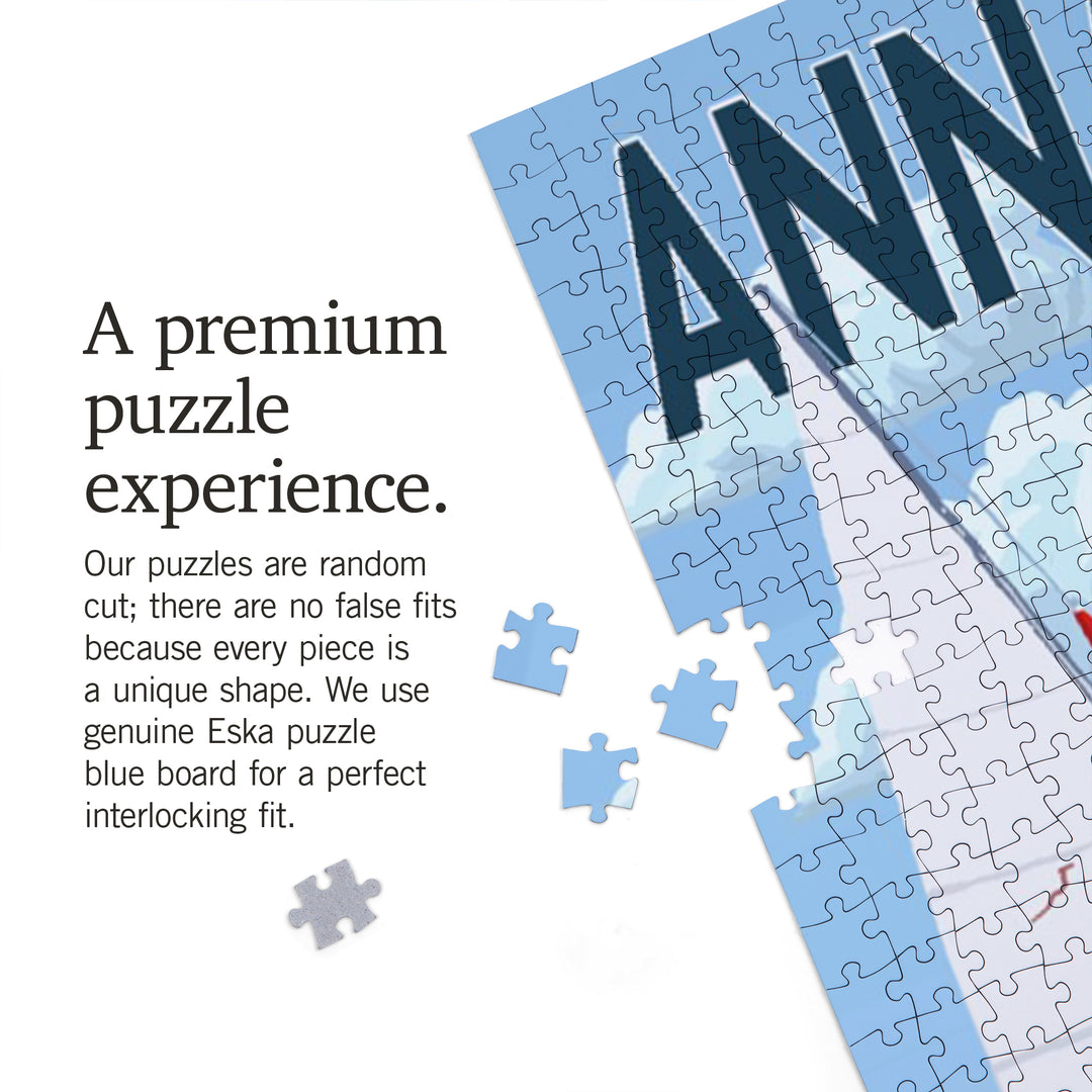 Annapolis, Maryland, Sloop Sailboat and Chesapeake Bay Bridge, Jigsaw Puzzle