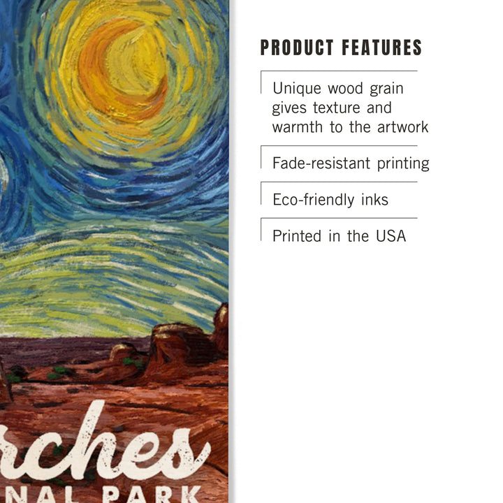Arches National Park, Starry Night Series, Wood Sign and Postcards