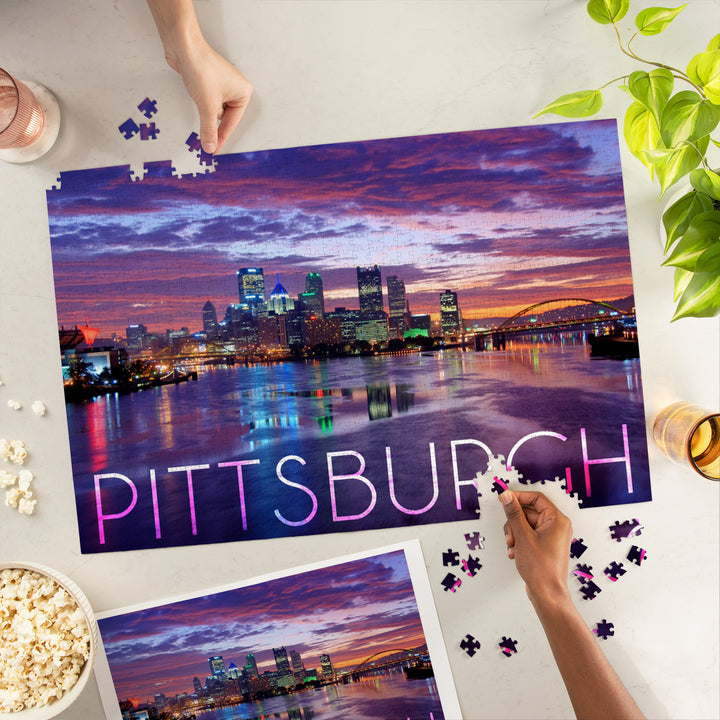 Pittsburgh, Pennsylvania, City Lights at Night, Jigsaw Puzzle