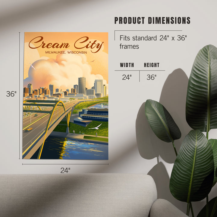 Milwaukee, Wisconsin, Lithograph City Series, Cream City, Art & Giclee Prints