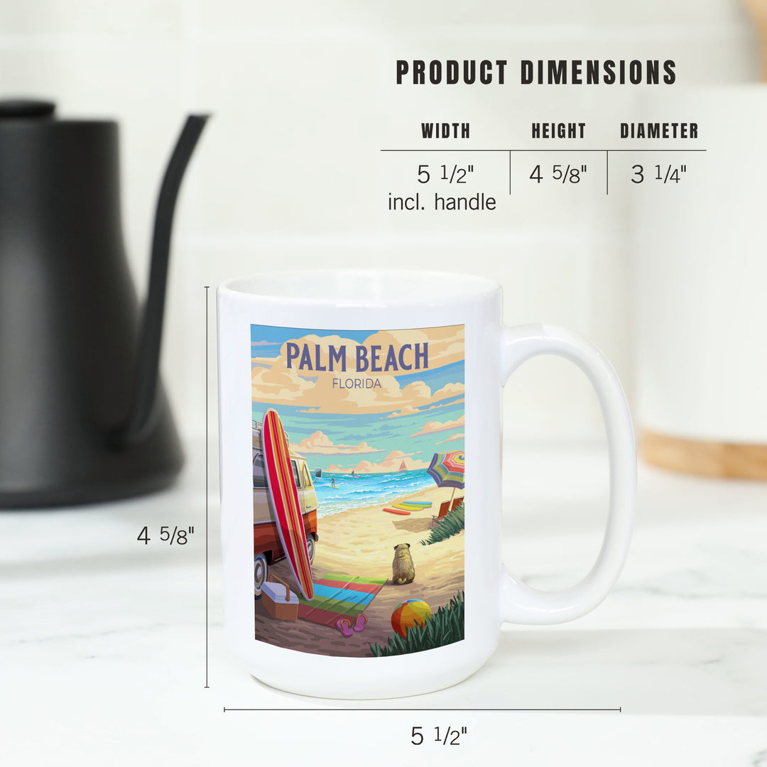 Palm Beach, Florida, Beach Activities, Painterly, Ceramic Mug