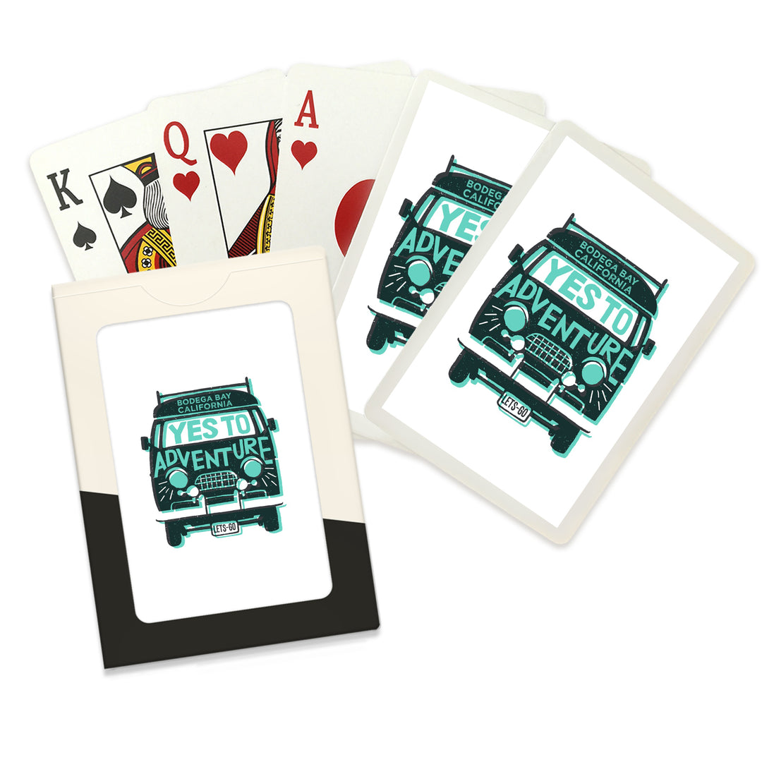 Playing Cards, Bodega Bay, California, Yes to Adventure, Outdoor More Series, Van, 52 Card Deck with Jokers in Box, Unique Art