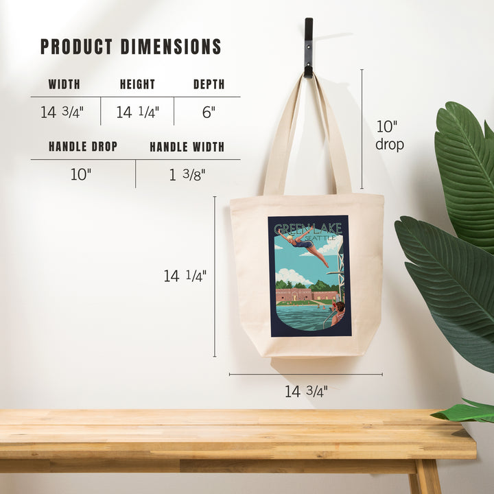 Seattle, Washington, Green Lake Woman Diving,, Tote Bag