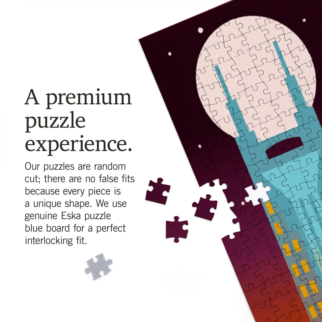 Nashville, Tennessee, Retro Skyline, Light, Chromatic Series, 1000 Piece Jigsaw Puzzle