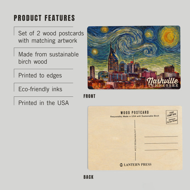 Nashville, Tennessee, Starry Night City Series, Wood Sign and Postcards