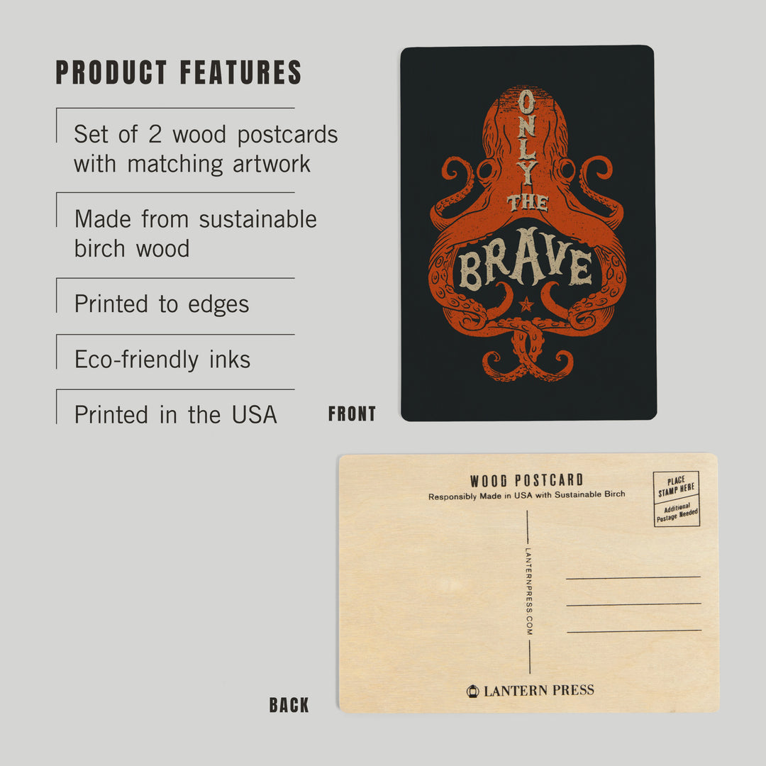 Sailor's Pride Collection, Octopus, Only The Brave, Wood Sign and Postcards
