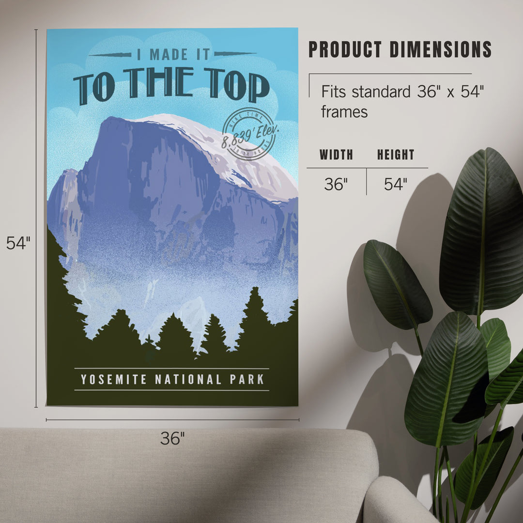 Yosemite National Park, California, I Made it to the Top, Half Dome, Lithograph, Art & Giclee Prints