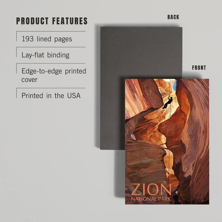 Lined 6x9 Journal, Zion National Park, Canyoneering Scene, Lay Flat, 193 Pages, FSC paper