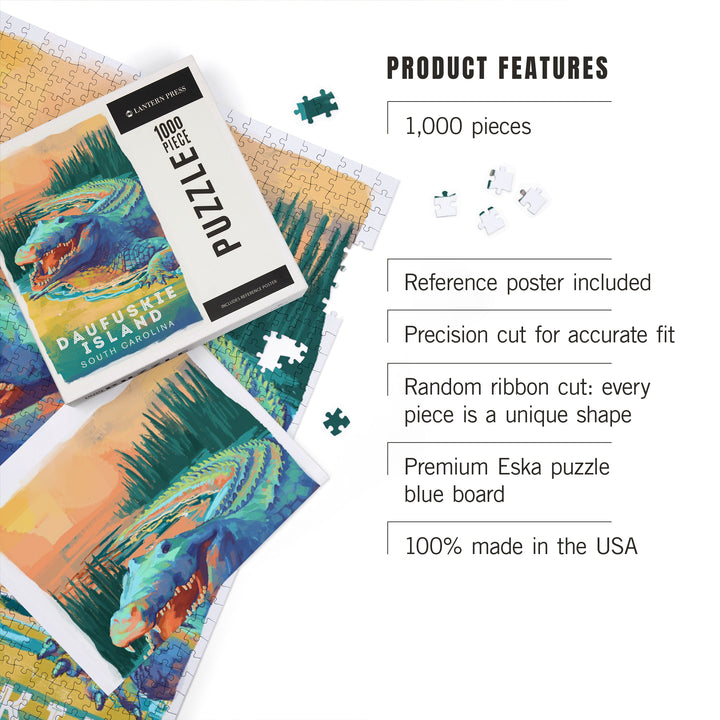 Daufuskie Island, South Carolina, Vivid Series, Crocodile, 1000 Piece Jigsaw Puzzle