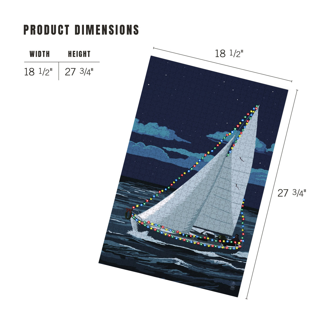 Christmas Lights Sailboat, Jigsaw Puzzle