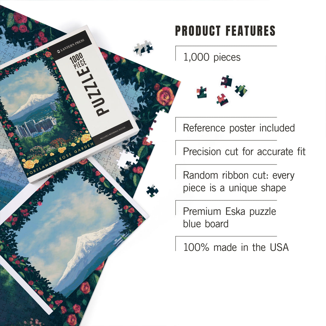 Portland, Oregon, Rose Garden, Artwork, 1000 Piece Jigsaw Puzzle