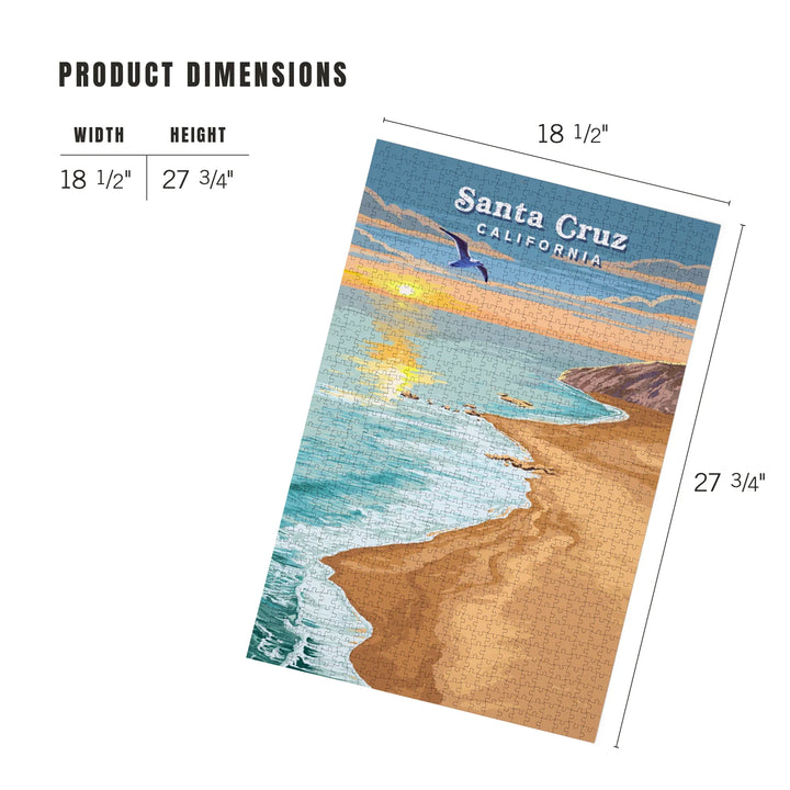 Santa Cruz, California, Painterly, Beach View, 1000 Piece Jigsaw Puzzle