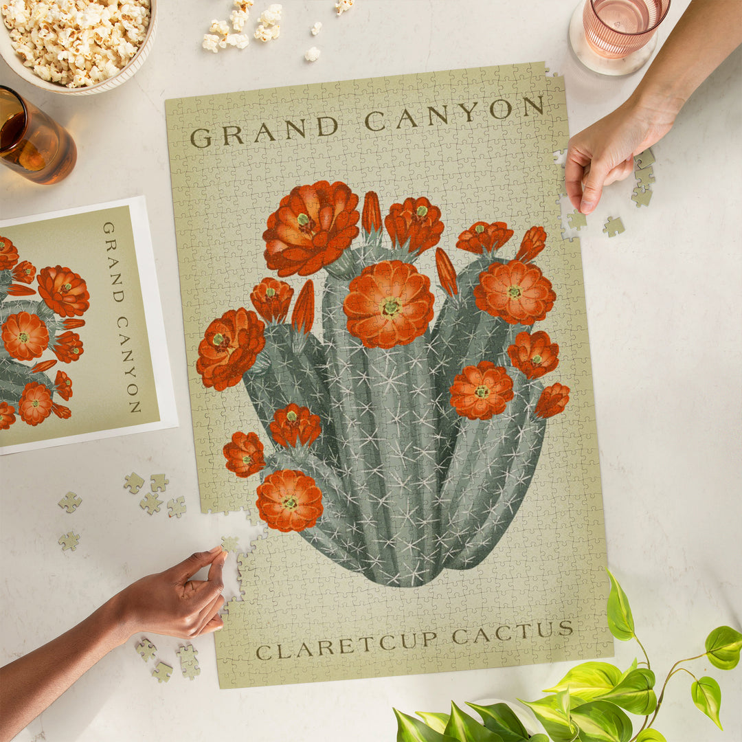 Grand Canyon, Claretcup Cactus, Vintage Flora, Jigsaw Puzzle