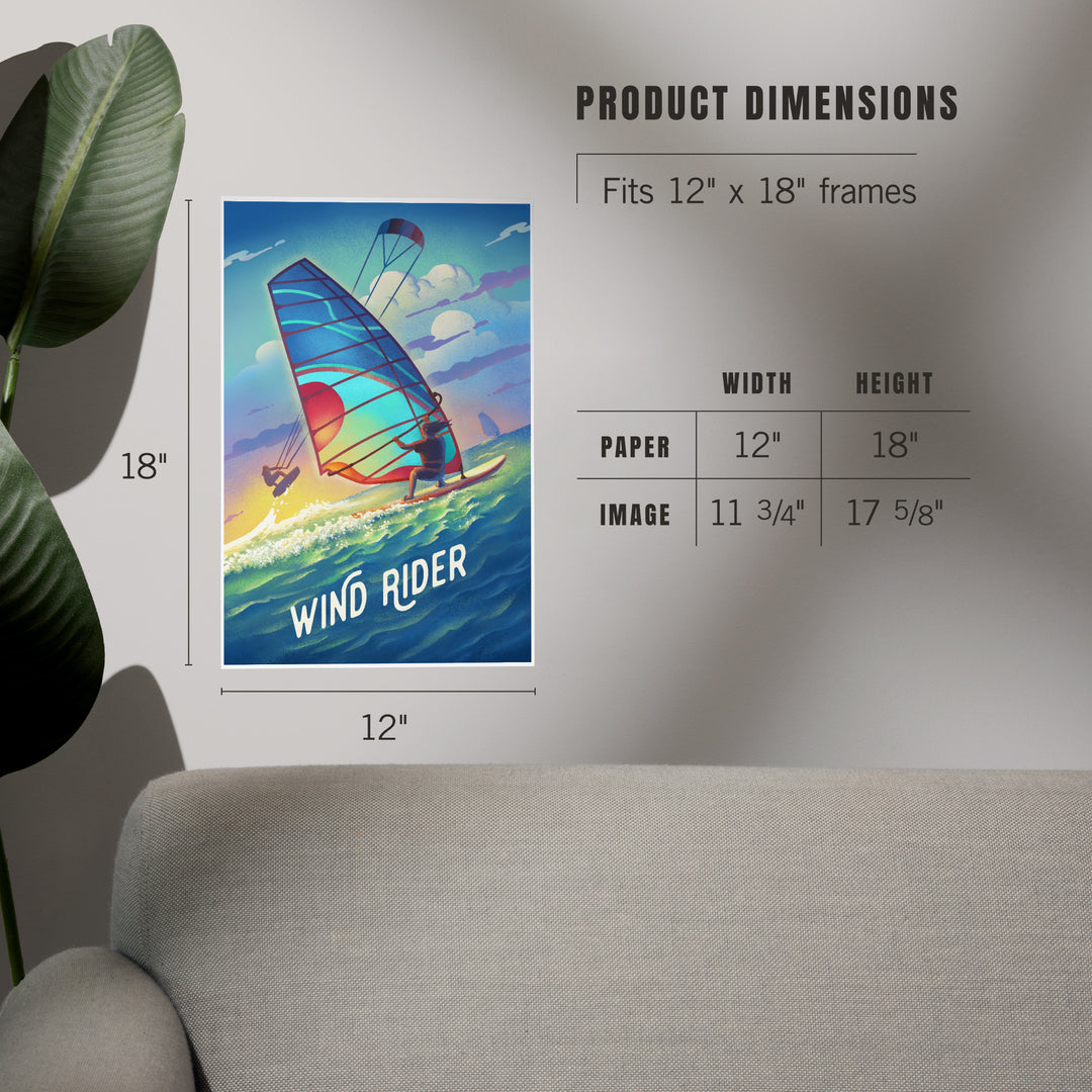 Wind Rider, Lithograph, Windsurfing and Kitesurfing, Art & Giclee Prints