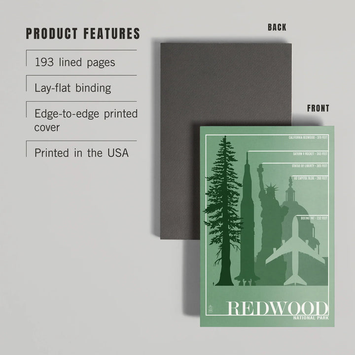 Lined 6x9 Journal, Redwood National Park, Redwood Relative Sizes, Lay Flat, 193 Pages, FSC paper
