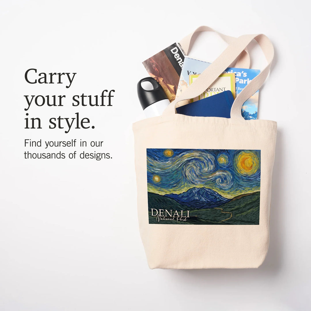 Denali National Park, Alaska, Starry Night National Park Series, Tote Bag