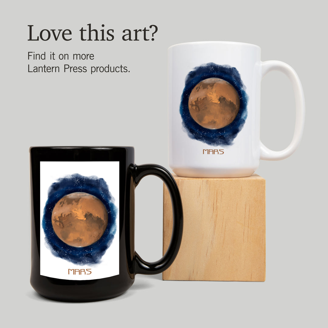 Mars, Watercolor, Lantern Press Artwork, Ceramic Mug