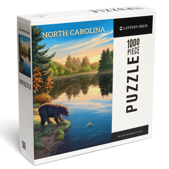North Carolina, Oil Painting, Bear By Lake At Sunrise, Jigsaw Puzzle