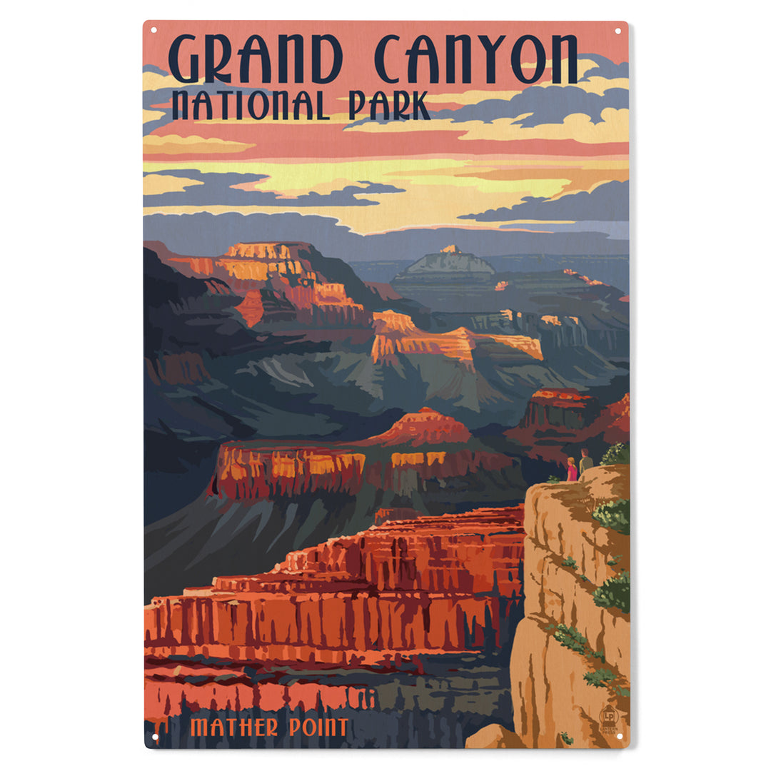 Grand Canyon National Park, Arizona, Mather Point, Wood Sign and Postcards