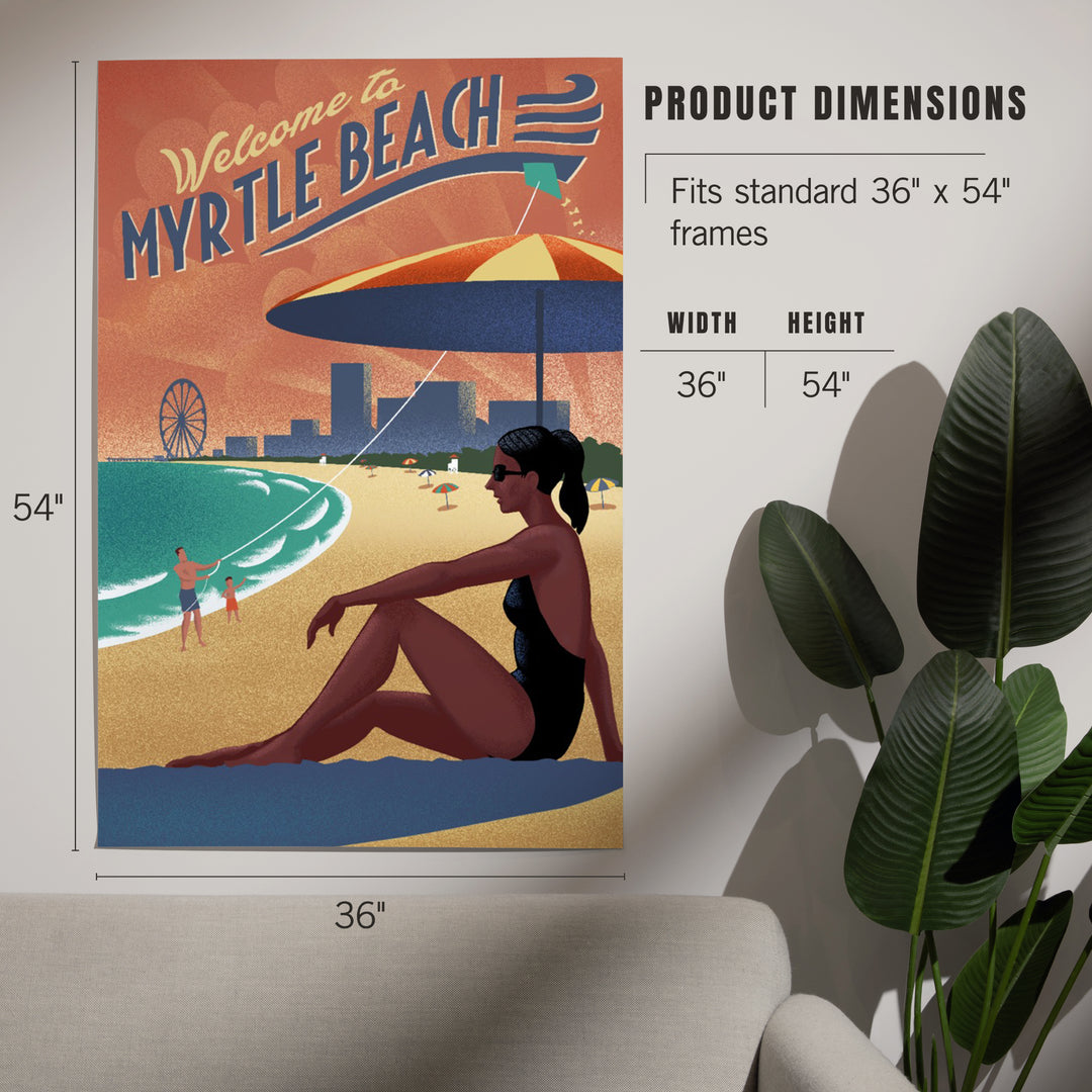 Myrtle Beach, South Carolina, Lithograph, Beach, Art & Giclee Prints